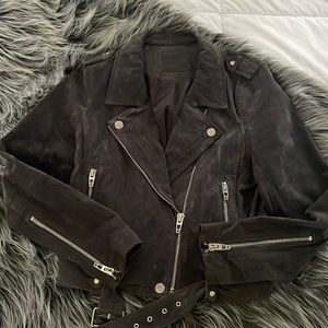 Genuine Suede Blank NYC Moto Jacket Gray